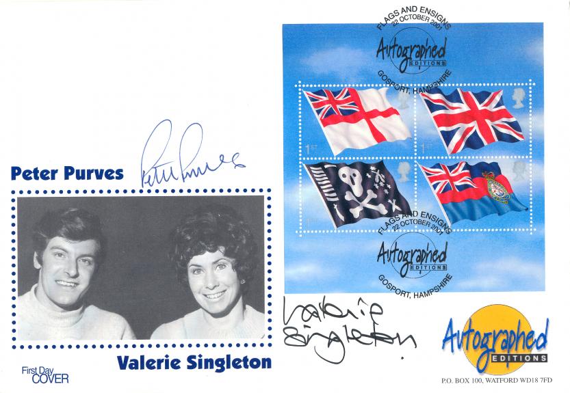 2001 (10) Flags & Ensigns - Westminster Autographed Editions Official - Signed by Peter Purves & Valerie Singleton