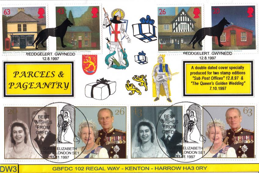 1997 (08) Sub Post Offices + 1997 (11) Golden Wedding - GB Covers (Derek Williams) Double Official