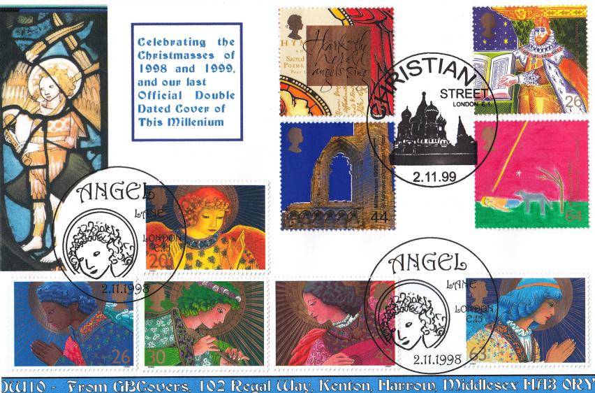 1998 (11) Christmas + 1999 (11) Christmas - GB Covers (Derek Williams) Double Official