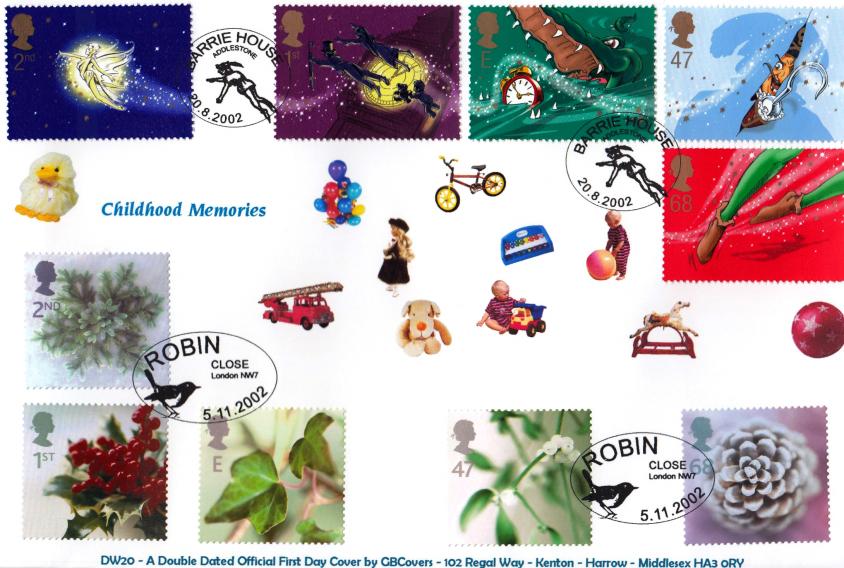 2002 (08) Peter Pan + 2002 (11) Christmas - GB Covers (Derek Williams) Double Official