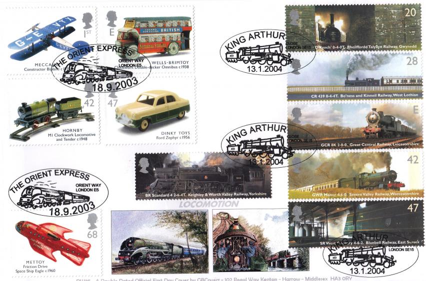 2003 (09) Transports of Delight (Stamps) + 2004 (01) Locomotives - GB Covers (DW) Double Official