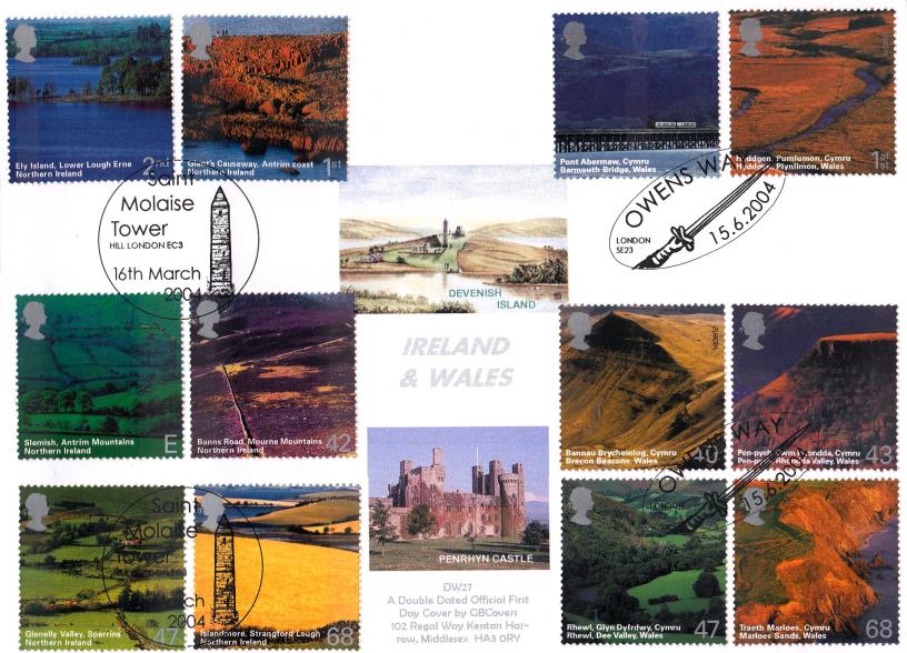 2004 (03) Northern Ireland + 2004 (06) Wales - GB Covers (Derek Williams) Double Official
