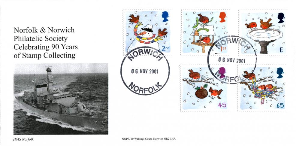 2001 (11) Christmas - Norfolk & Norwich Philatelic Society Official - Norwich CDS