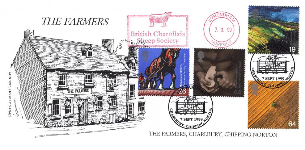 1999 (09) Farmers - Brazier 'Pub' Official + British Charollais Sheep Society Meter Mark