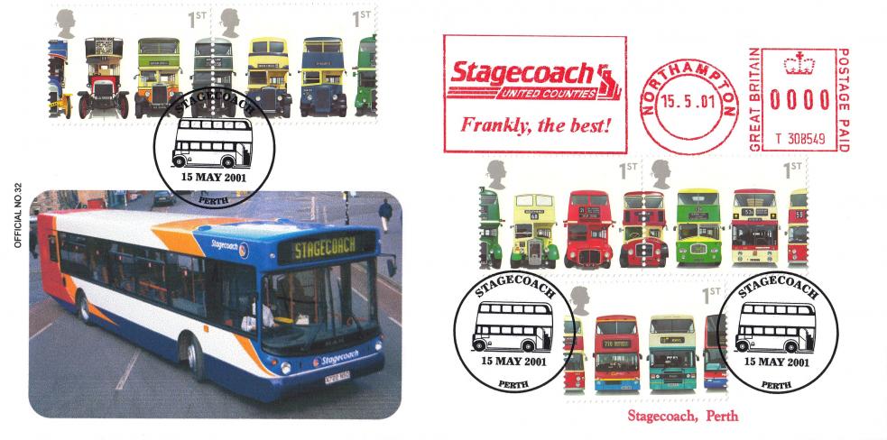 2001 (05) Buses (Stamps) - Brazier 'Pub' Official + Stagecoach Meter Mark