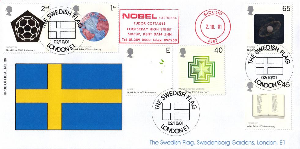 2001 (10) Nobel Prizes - Brazier 'Pub' Official + Nobel Electronics Meter Mark
