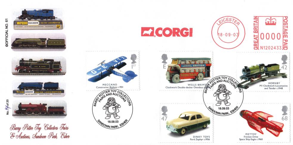 2003 (09) Transports of Delight (Stamps) - Brazier 'Pub' Official + Corgi Meter Mark