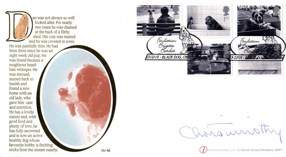 2001 (02) Cats & Dogs - Internet Stamps Official (Dogs Version) - Signed by Christopher Timothy