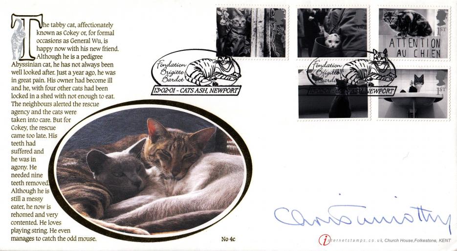 2001 (02) Cats & Dogs - Internet Stamps Official (Cats Version) - Signed by Christopher Timothy