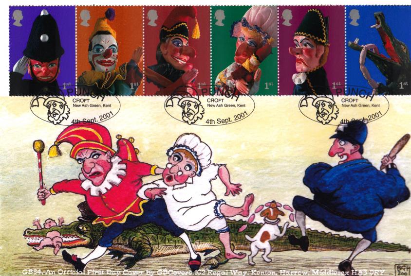 2001 (09) Puppets (Stamps) - GB Covers (Derek Williams) GB Official