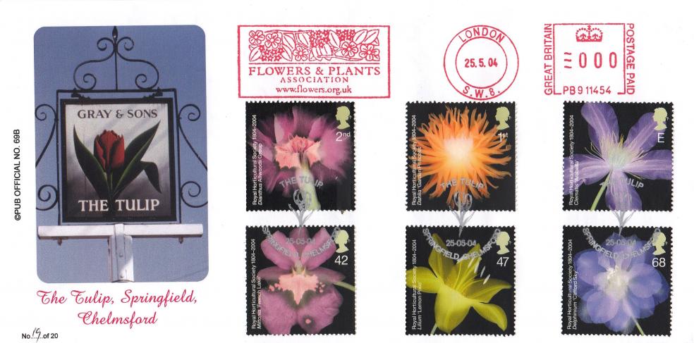 2004 (05) Royal Horticultural Society (Stamps) - Brazier 'Pub' Official + Flowers & Plants Association Meter Mark