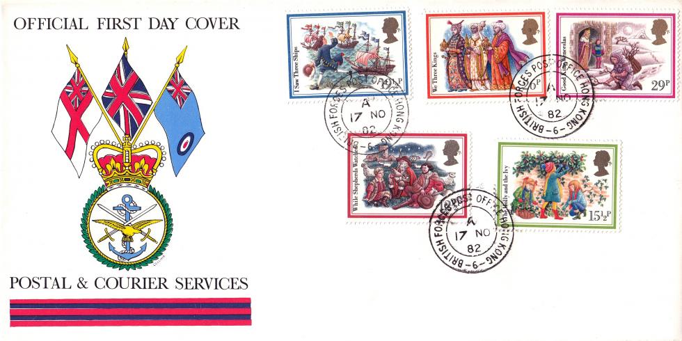 1982 (11) Christmas - Postal & Courier Services Cover - British Forces Post Office Hong Kong 6 CDS