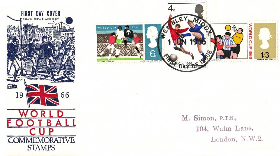 1966 (06) World Cup - Philart - (Non Phosphor) Wembley FDI