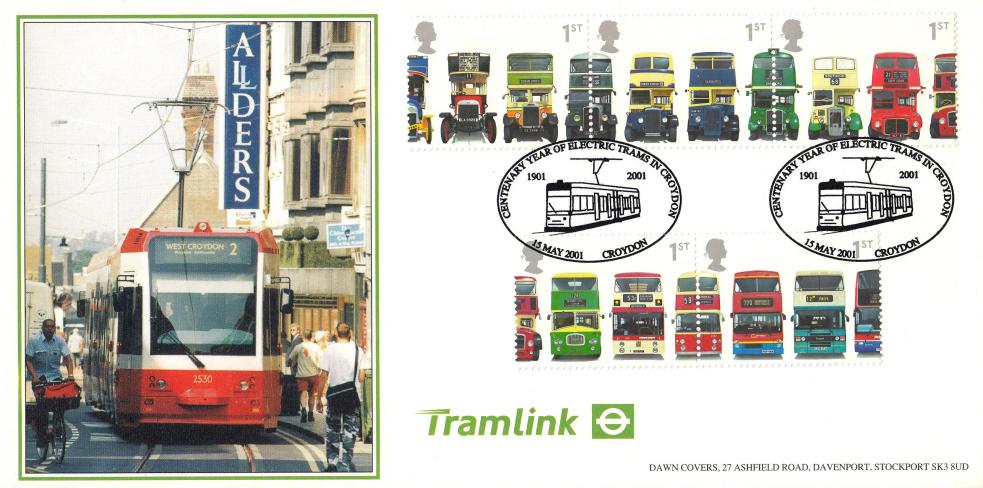 2001 (05) Buses (Stamps) - Dawn Croydon Tramlink Official