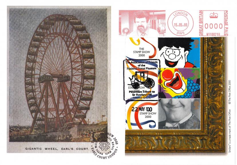 2000 (05) Stamp Show 2000 Smilers Sheet - NPM Officials (Set of Four) + Meter Mark WITH Show Cachet