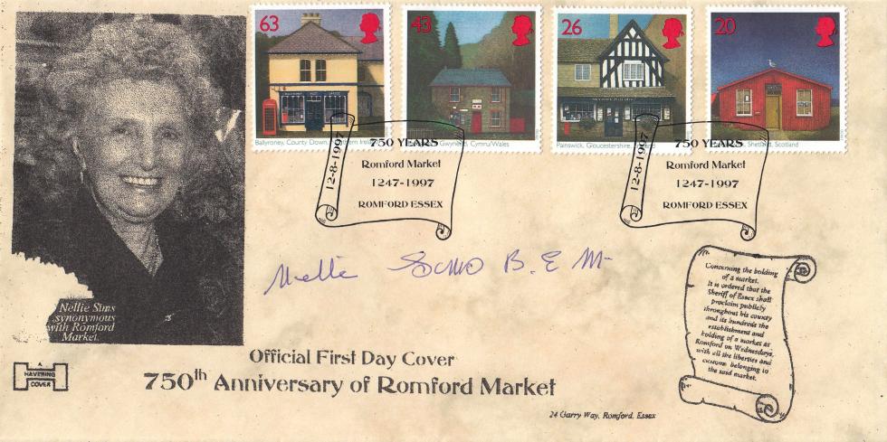 1997 (08) Sub Post Offices - Havering 'Romford Market' Official - Signed by Nellie Sims OBE