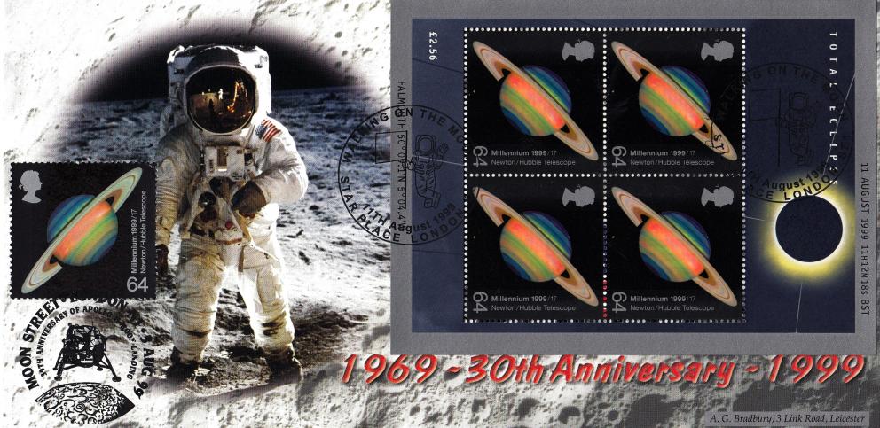 1999 (08) Eclipse Miniature Sheet - Bradbury 'Moon Landing 30th Anniversary' Special