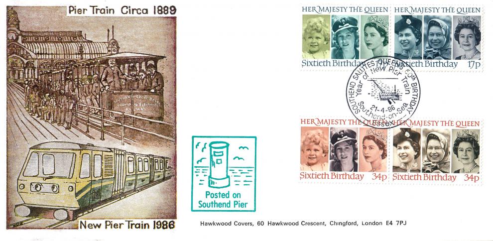 1986 (04) Queen's 60th Birthday - Hawkwood Southend On Sea 'Pier Train' Official