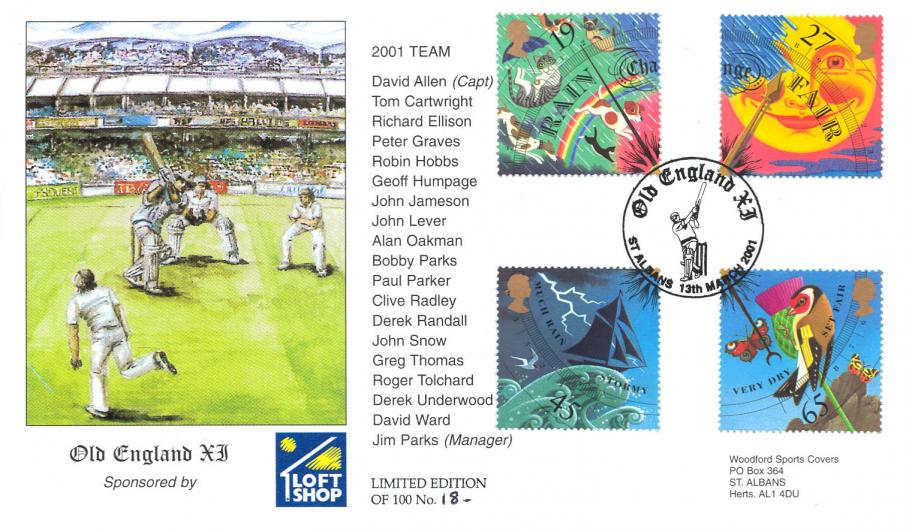 2001 (03) Weather (Stamps) - Woodford Sports Covers ' Old England XII' Official