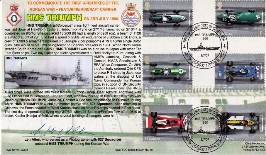 2007 (07) Grand Prix - Royal Naval Cover Group 'HMS Triumph' Official