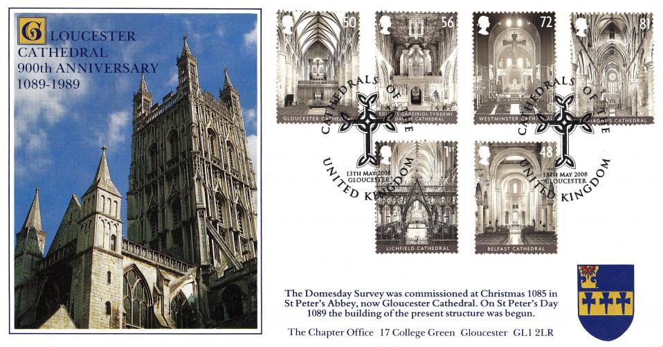 2008 (05) Cathedrals (Stamps) - Covercraft 'Gloucester Cathedral' Alternative 'Special - Cathedrals Of The United Kingdom H/S