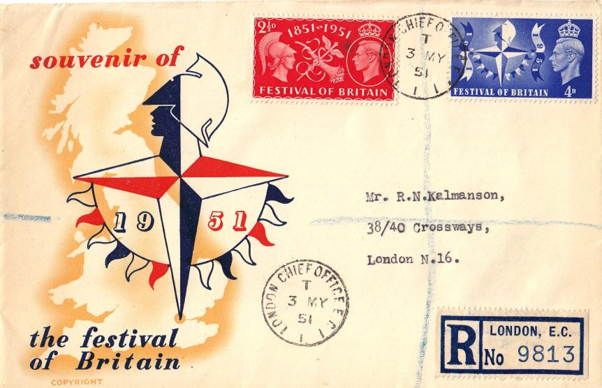 1951 (05) Festival of Britain - Festival Logo Cover - UNLISTED London Chief Office CDS