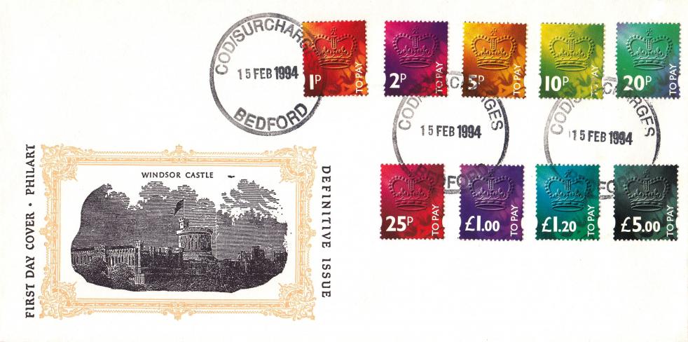 1994 (02) Postage Dues - Philart - Bedford COD/Surcharge CDS
