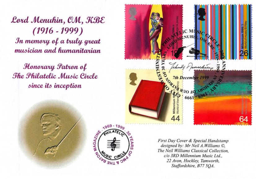 1999 (12) Artists - Philatelic Music Circle Official - Signed by Neil Williams