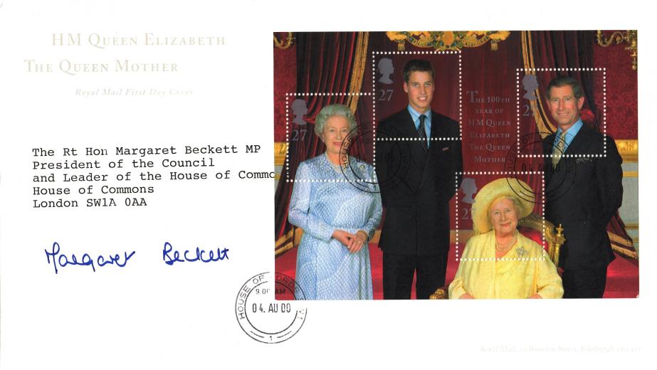 2000 (08) Queen Mother - RM - House of Lords CDS - Signed by Margaret Becket MP
