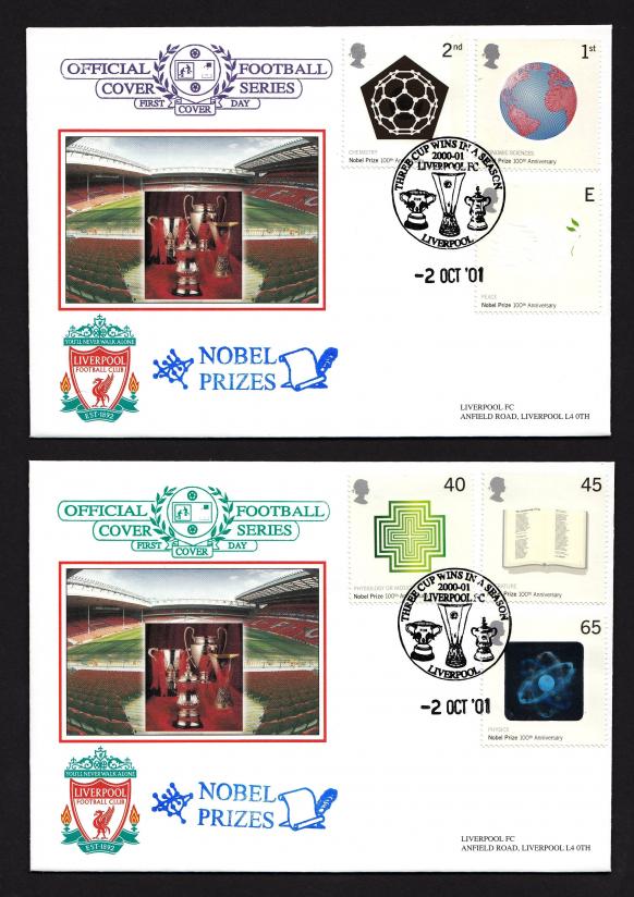 2001 (10) Nobel Prizes - Dawn 'Liverpool' Three Cup Wins In a Season Official (25 Produced)