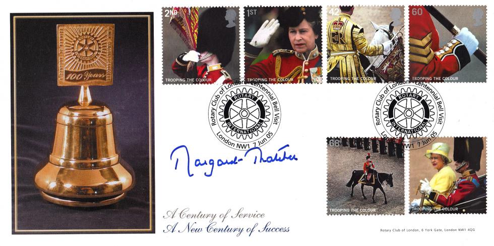 2005 (06) Trooping The Colour (Stamps) - Bradbury Rotary Club of London Official - Signed by the late Margaret Thatcher