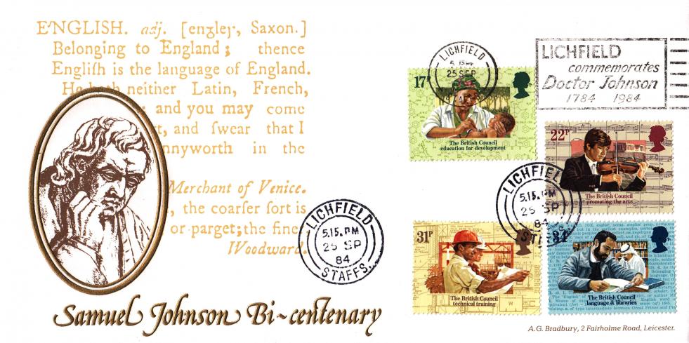 1984 (09) British Council - Bradbury LFDC 37 - Lichfield Commemorates Doctor Johnson Slogan