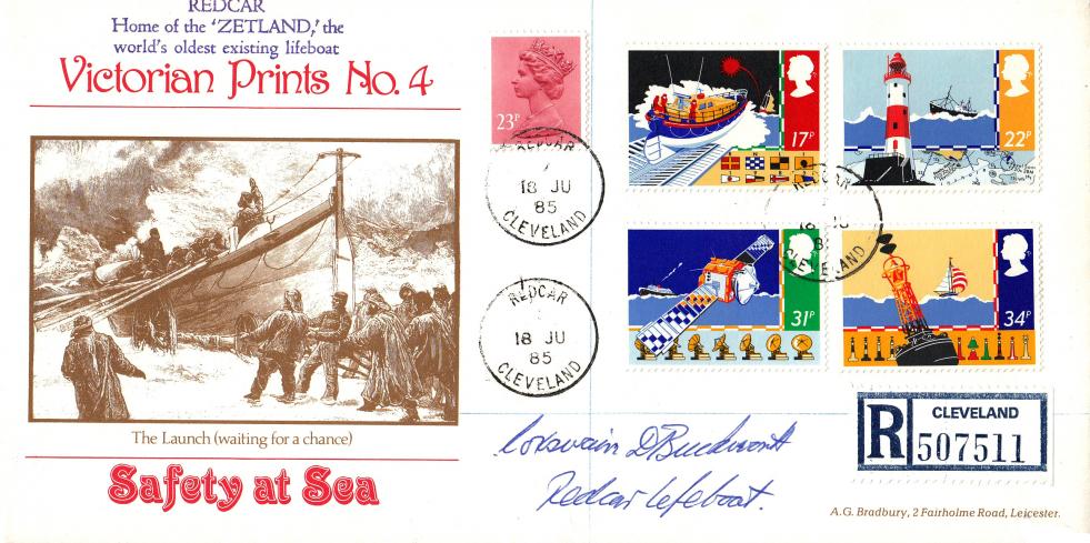 1985 (06) Safety At Sea - Bradbury VP 4 - Redcar CDS + Signed by the Coxswain !