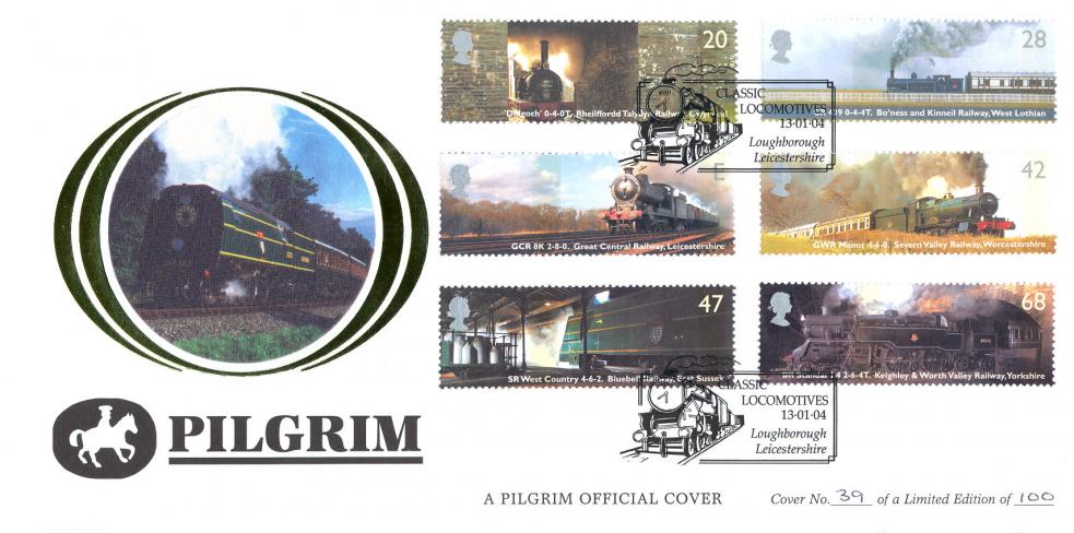 2004 (01) Classic Locomotives (Stamps) - Benham Pilgrim (Loughborough) Official