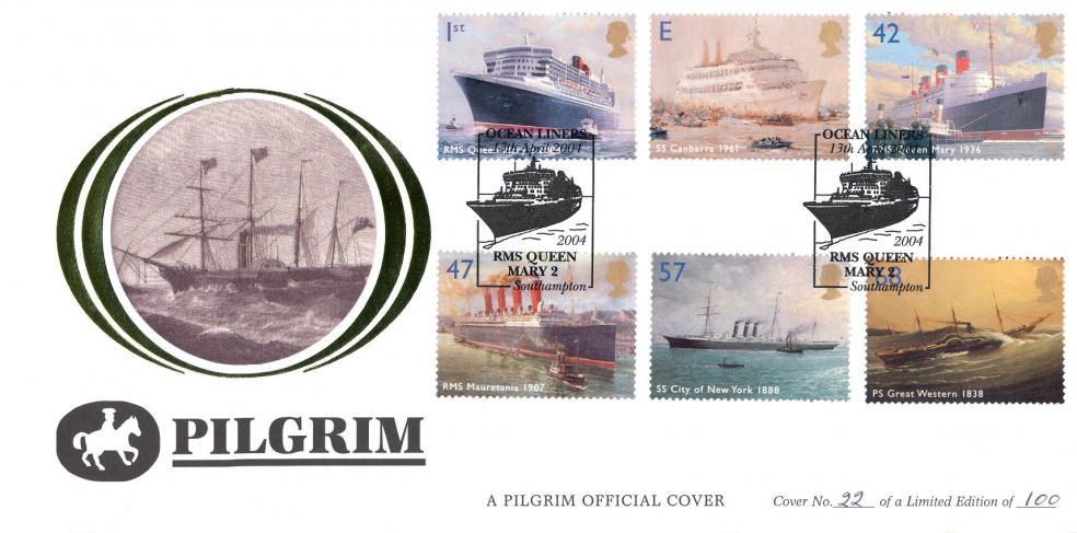 2004 (04) Ocean Liners (Stamps) - Benham Pilgrim Official