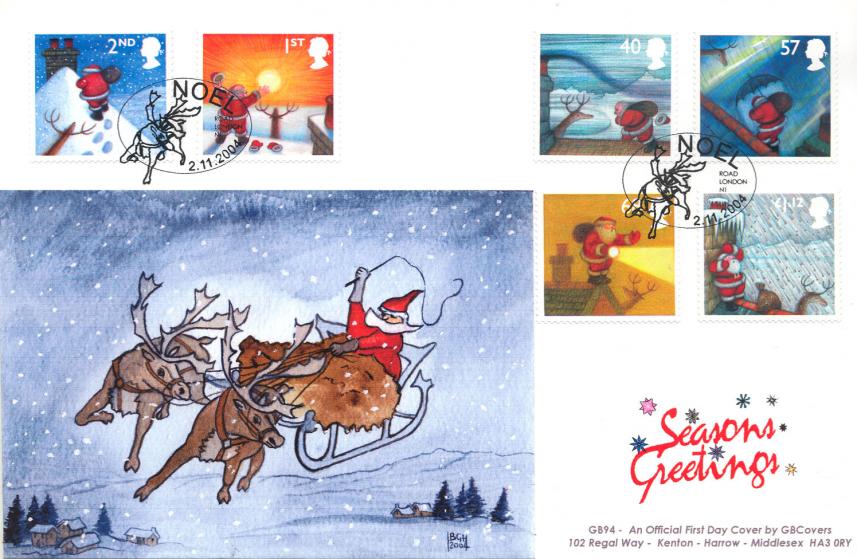 2004 (11) Christmas  (Stamps) - GB Covers (Derek Williams) Official