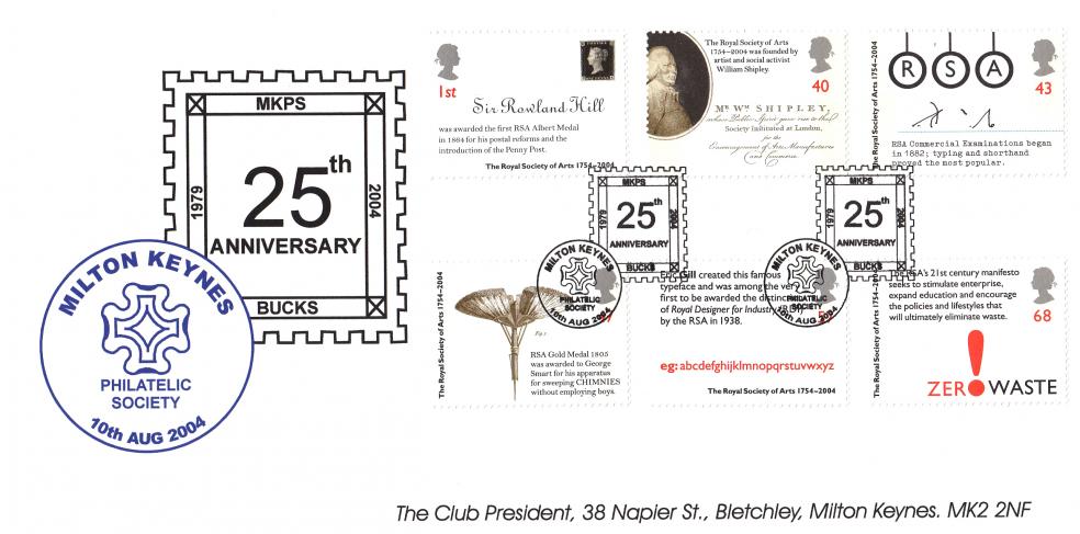 2004 (08) Royal Society for Arts - Milton Keynes Philatelic Society Official