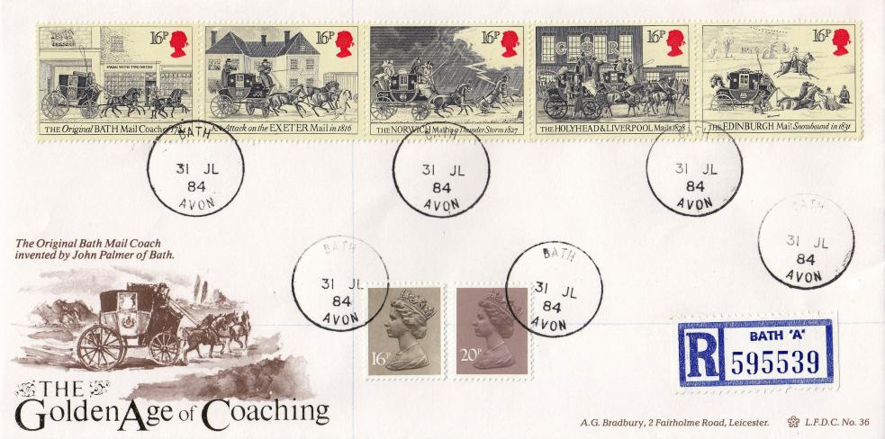 1984 (07) Royal Mail - Bradbury LFDC 36 - Bath CDS