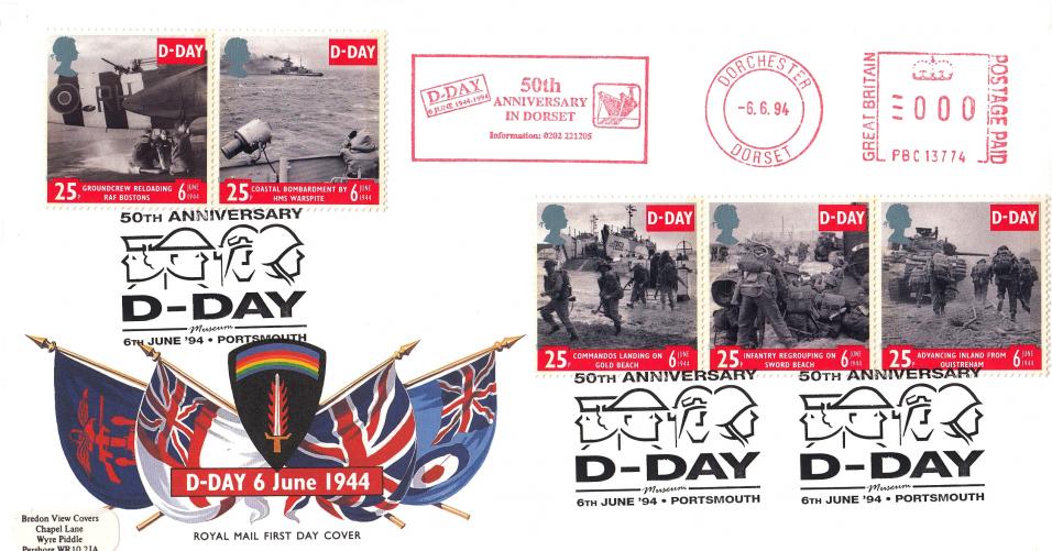 1994 (06) D-Day - RM - D-Day Portsmouth H/S + D-Day 50th Anniversary in Dorset Meter Mark