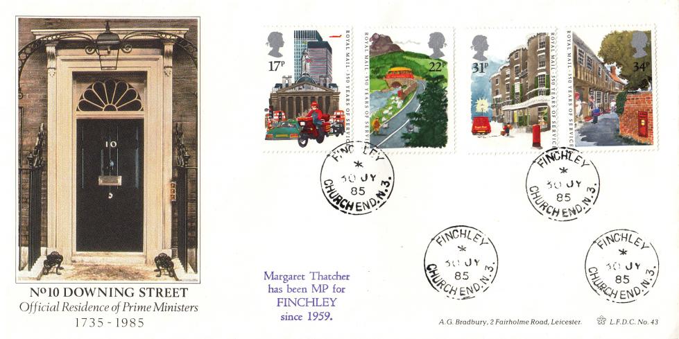 1985 (07) Royal Mail - Bradbury LFDC 43 - Finchley CDS