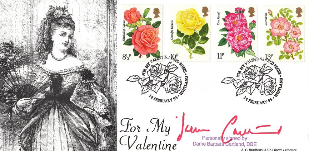 1995 (02) Valentines Day Bradbury 'Special' - Signed by the late Dame Barbara Cartland