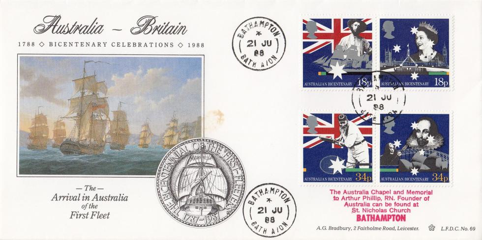 1988 (06) Australian Bicentenary - Bradbury LFDC 69 - Bathampton CDS