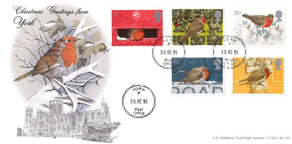 1995 (10) Christmas - Bradbury LFDC 137 - York CDS
