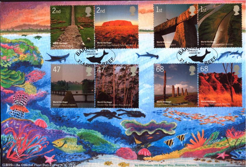 2005 (04) World Heritage - GB Covers (DW) GB99 Official