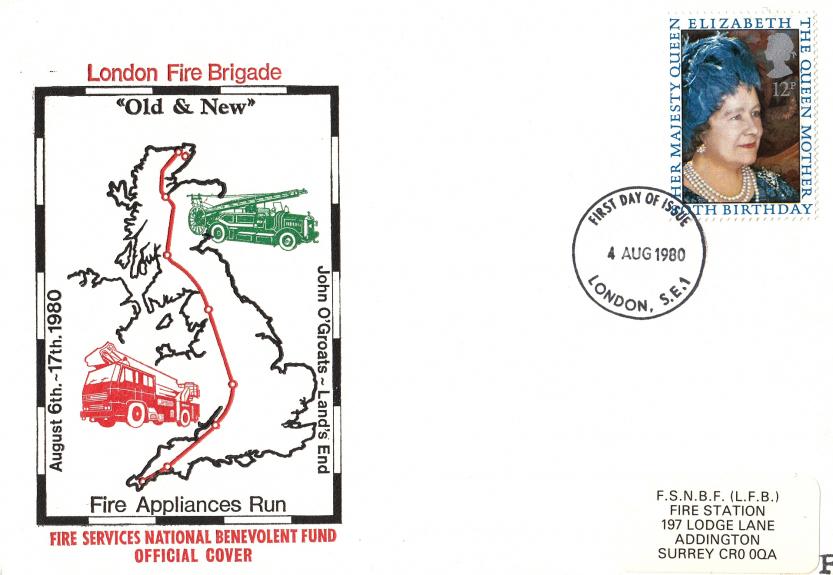 1980 (08) Queen Mother - Fire Services National Benevolent Fund Cover - London SE1 FDI