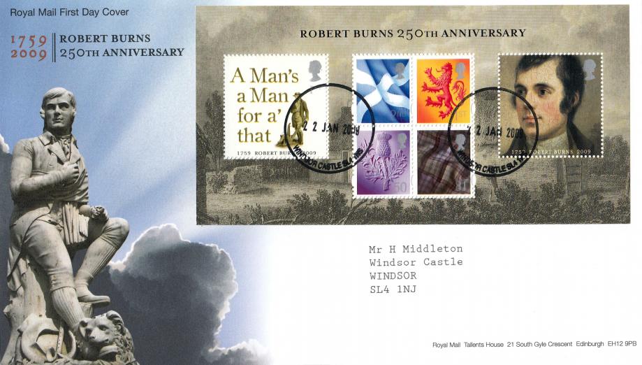 2009 (01) Robert Burns M/S - RM - Windsor Castle CDS