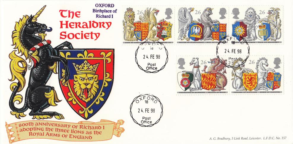 1998 (02) Queen's Beasts - Bradbury LFDC 157 - Oxford CDS