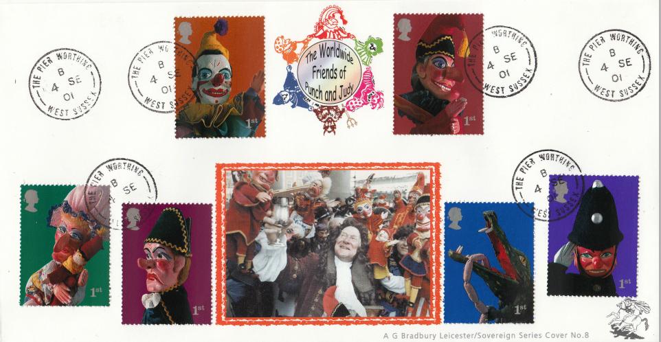 2001 (09) Puppets (Stamps) - Bradbury Sovereign 8 - The Pier, Worthing CDS