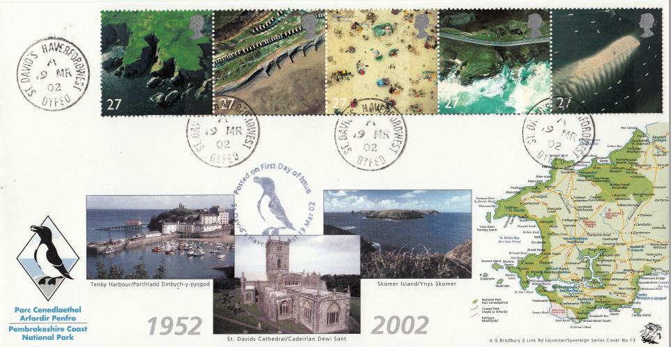 2002 (03) Coastlines - Bradbury Sovereign 13 (Pair) - St Davids CDS + Haverfordwest CDS