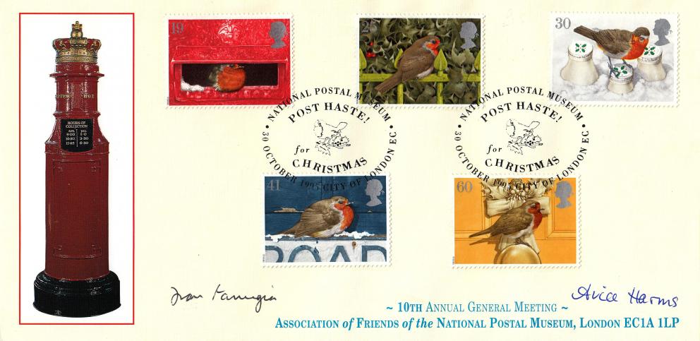 1995 (10) Christmas - Friends Of The National Postal Museum Official - Double Signed